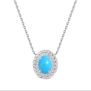 Natural Turquoise Pendant 925 Sterling Silver Necklace